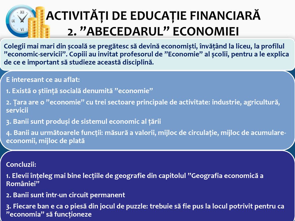 ACTIVITĂȚI DE EDUCAȚIE FINANCIARĂ 2. ABECEDARUL ECONOMIEI