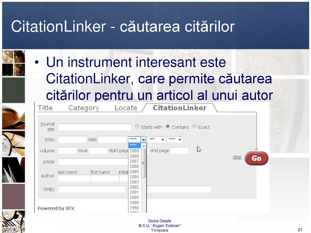 CitationLinker - căutarea citărilor