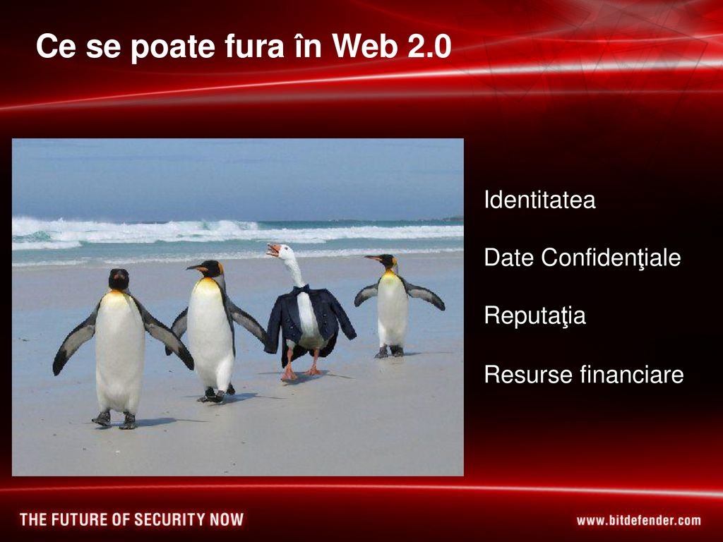 Ce se poate fura în Web 2.0 Identitatea Date Confidenţiale Reputaţia