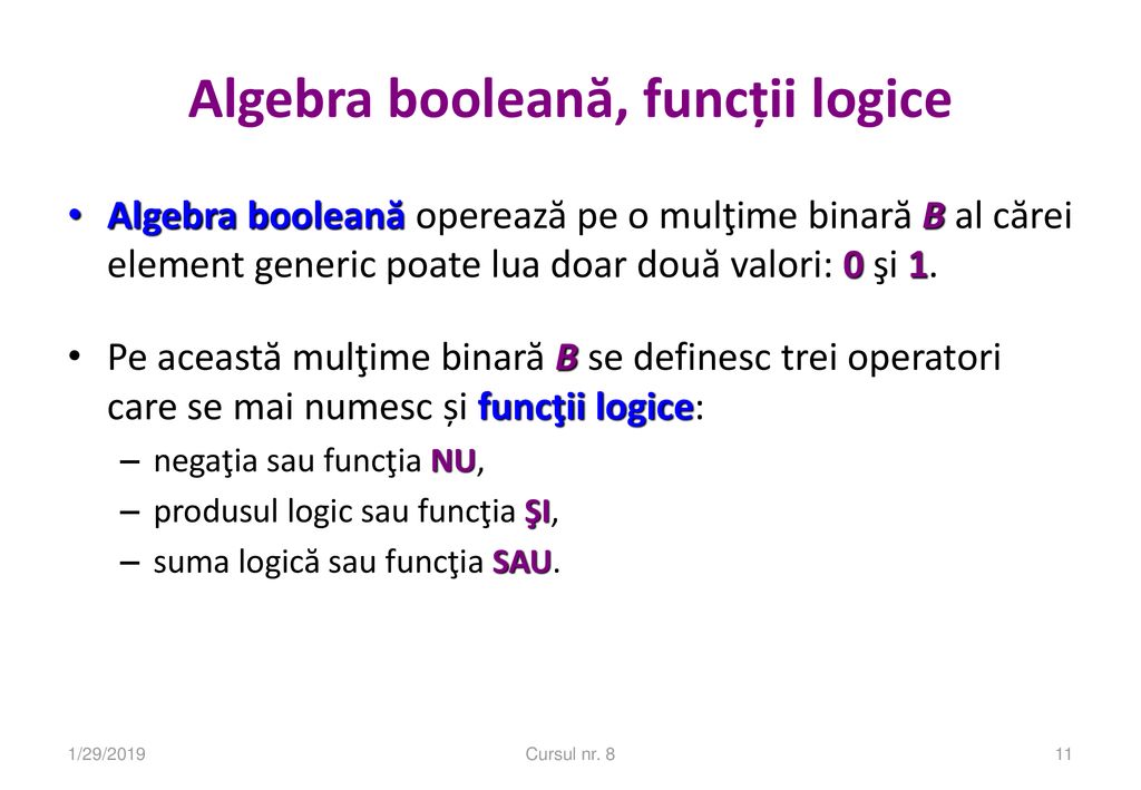 Algebra booleană, funcții logice