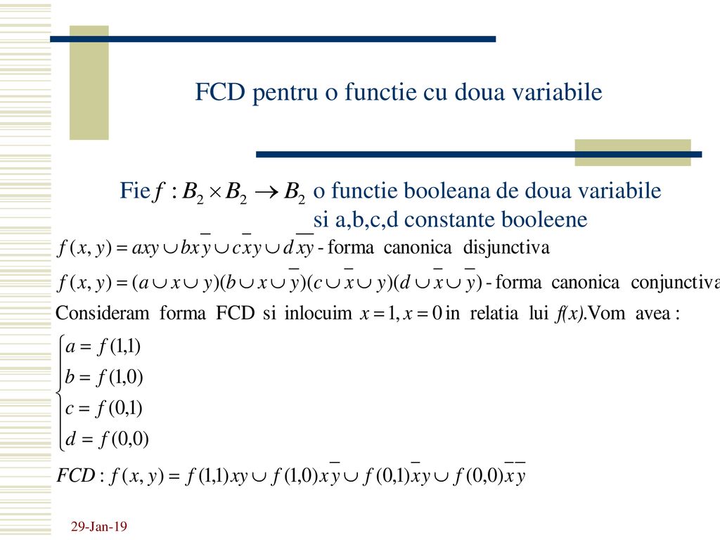 FCD pentru o functie cu doua variabile
