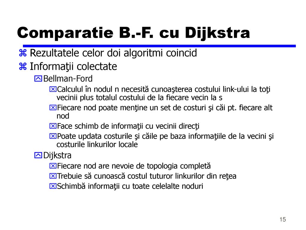 Comparatie B.-F. cu Dijkstra