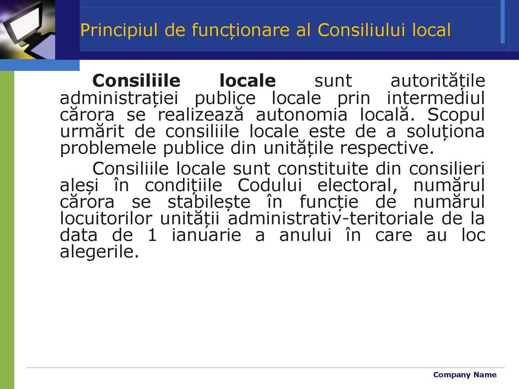 Principiul de funcționare al Consiliului local