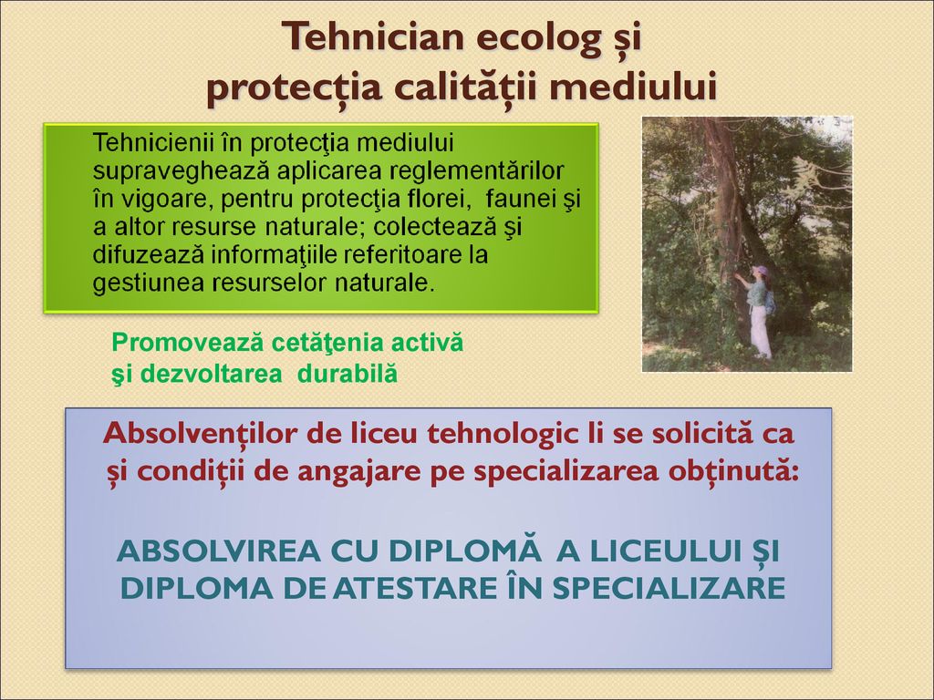 Tehnician ecolog şi protecţia calităţii mediului