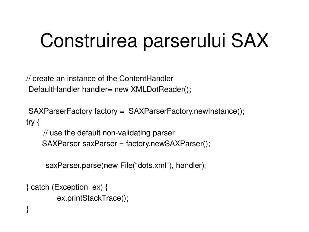 Construirea parserului SAX
