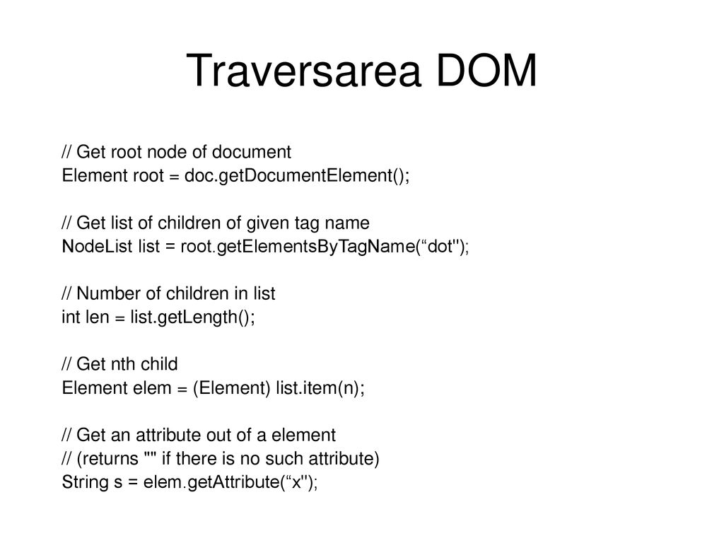 Traversarea DOM // Get root node of document