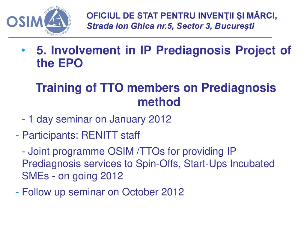 Training of TTO members on Prediagnosis method