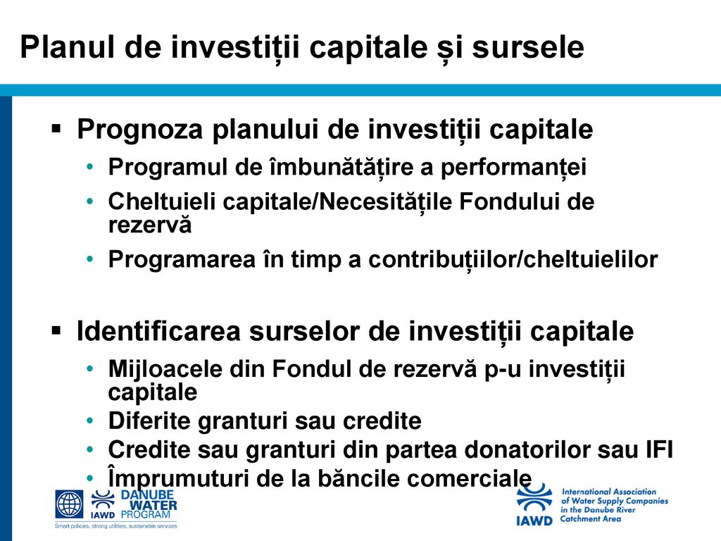 Planul de investiții capitale și sursele