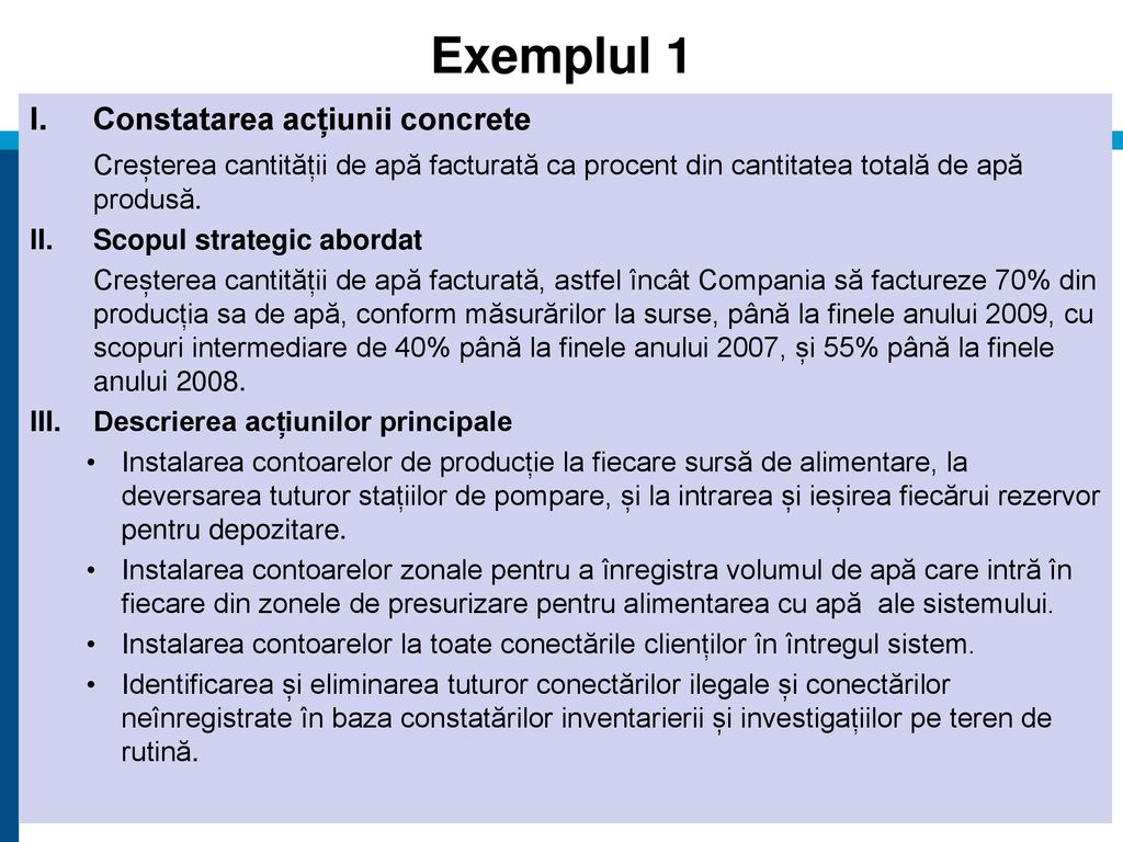 Exemplul 1 Constatarea acțiunii concrete