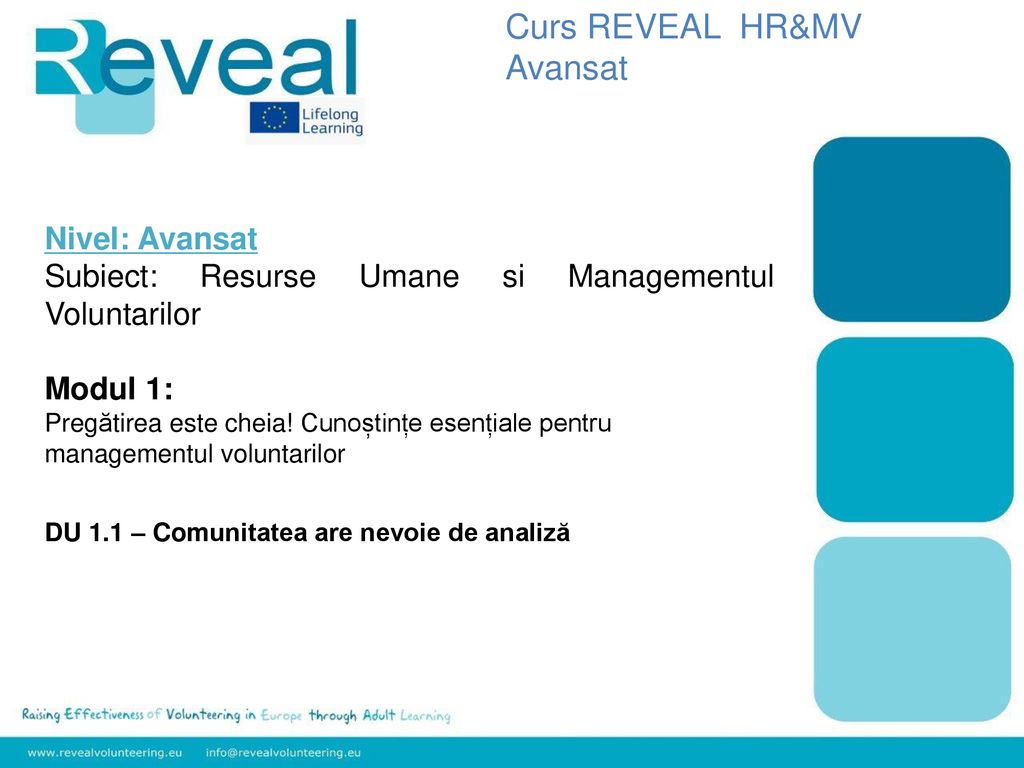 Curs REVEAL HR&MV Avansat Nivel: Avansat