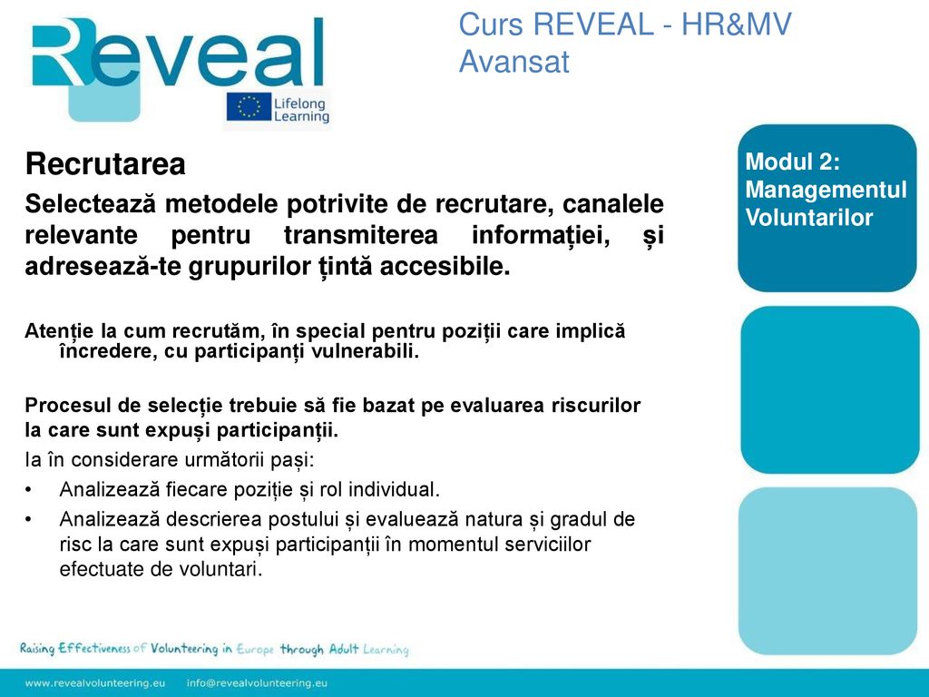 Curs REVEAL - HR&MV Avansat Recrutarea