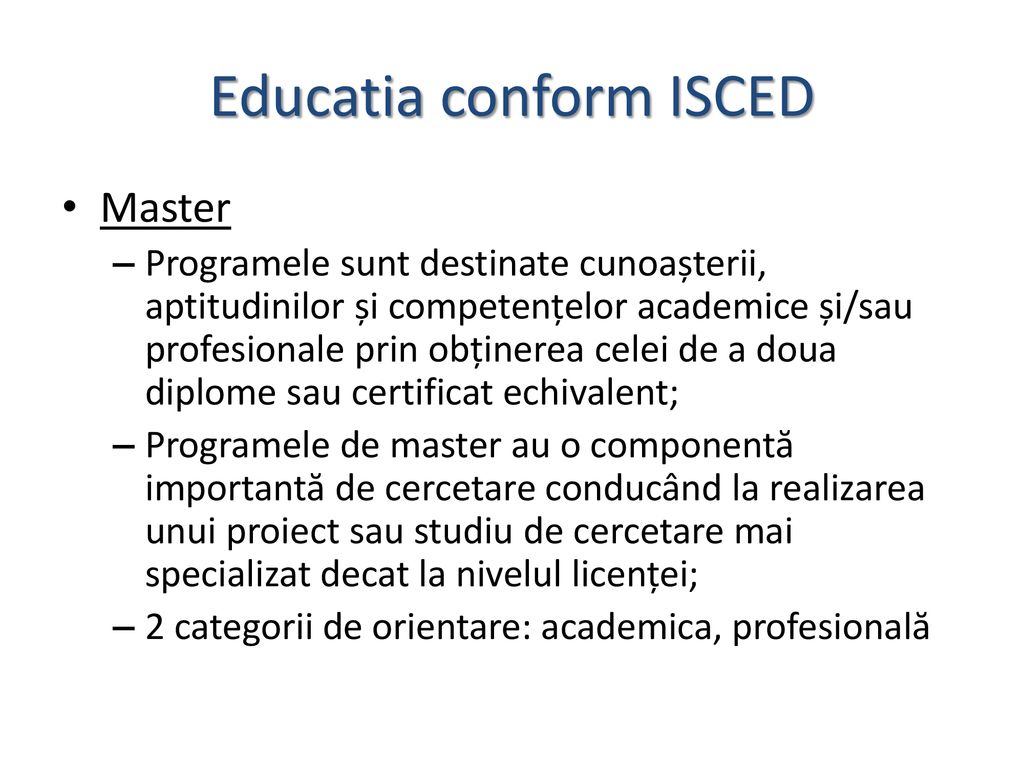 Educatia conform ISCED