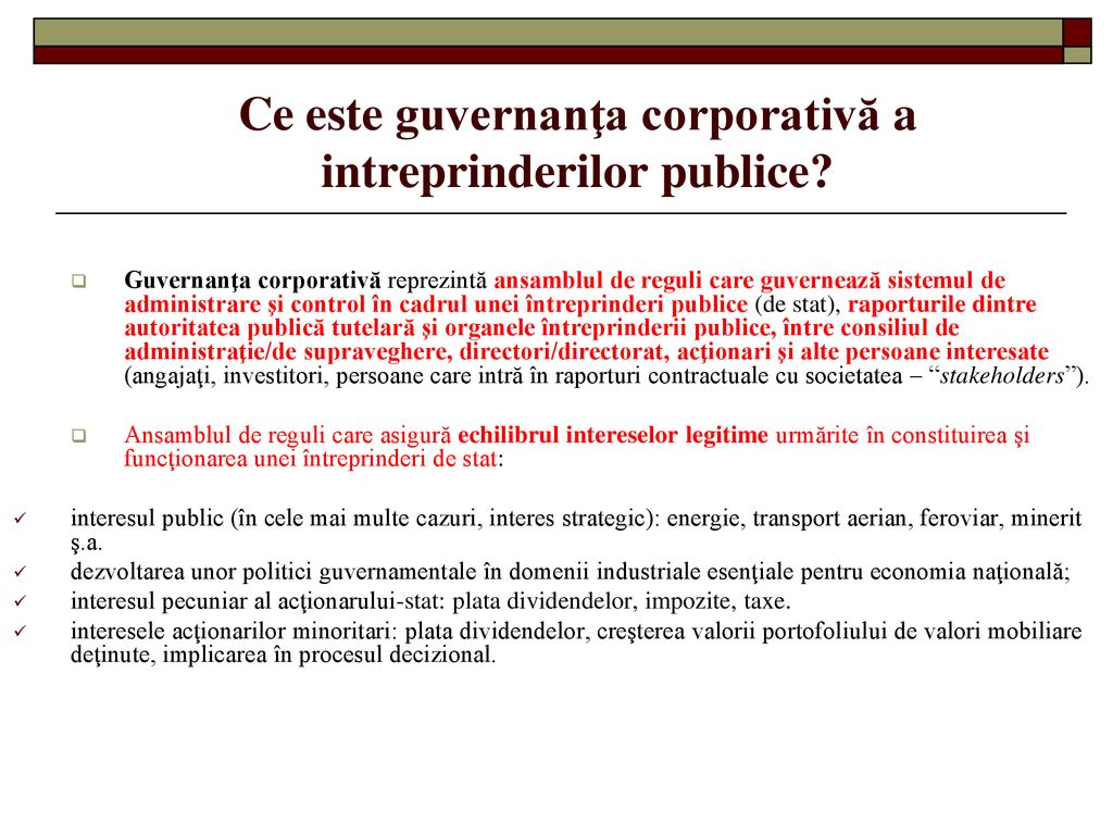 Ce este guvernanţa corporativă a intreprinderilor publice