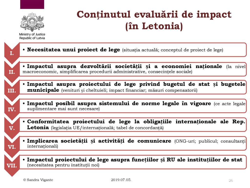Conținutul evaluării de impact (în Letonia)