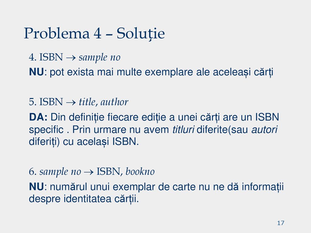 Problema 4 – Soluție 4. ISBN  sample no