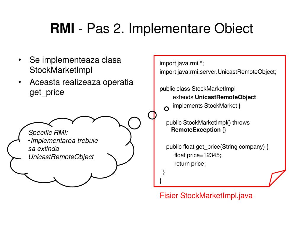 RMI - Pas 2. Implementare Obiect