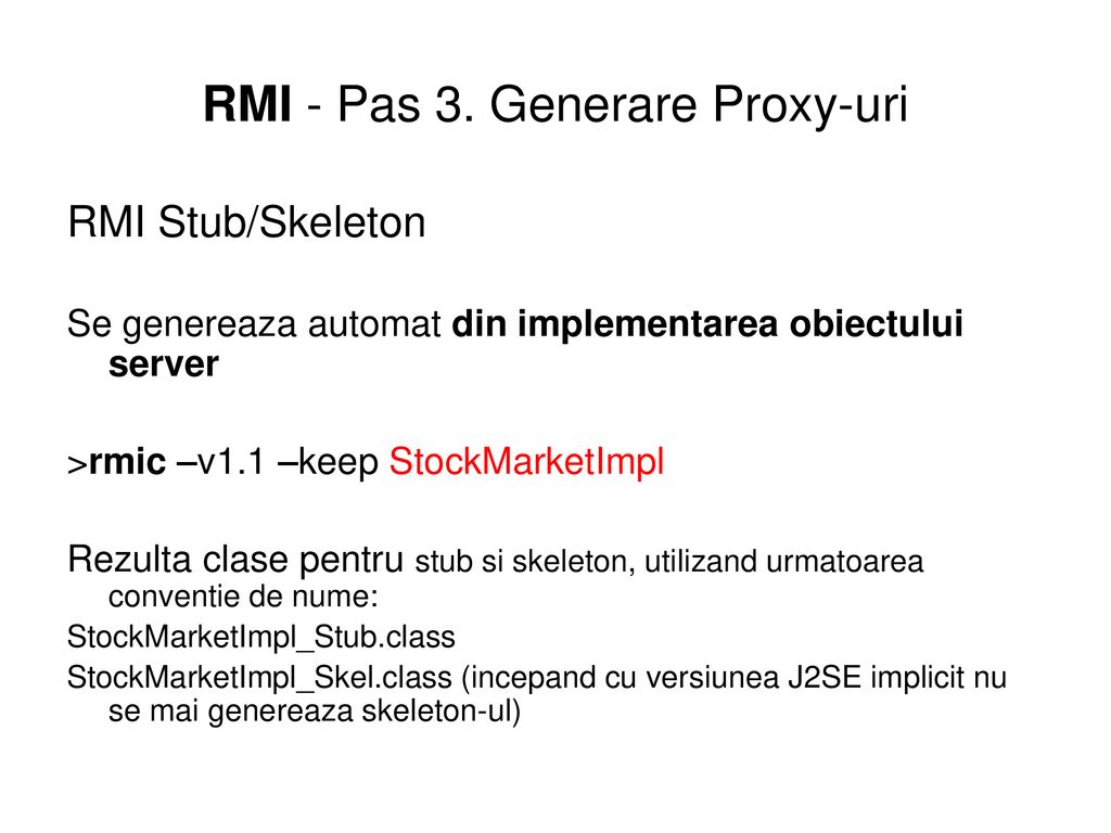 RMI - Pas 3. Generare Proxy-uri