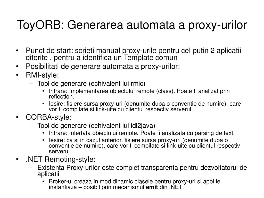 ToyORB: Generarea automata a proxy-urilor
