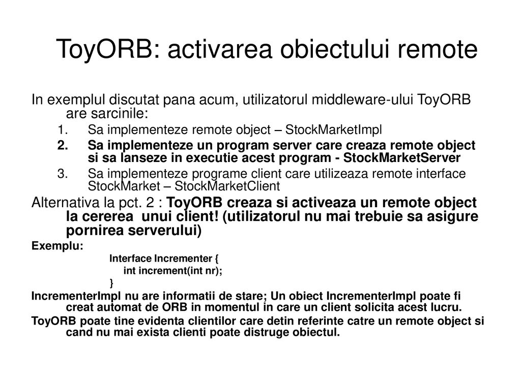 ToyORB: activarea obiectului remote