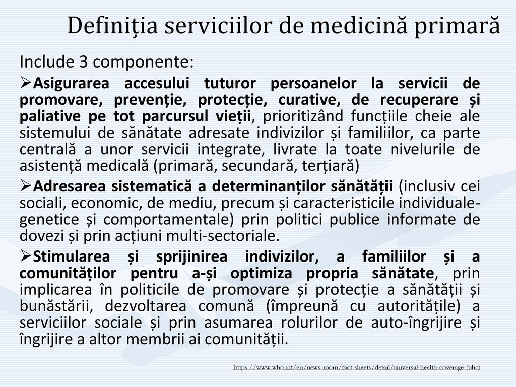 Definiția serviciilor de medicină primară