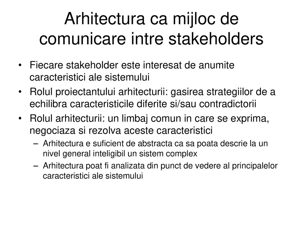 Arhitectura ca mijloc de comunicare intre stakeholders