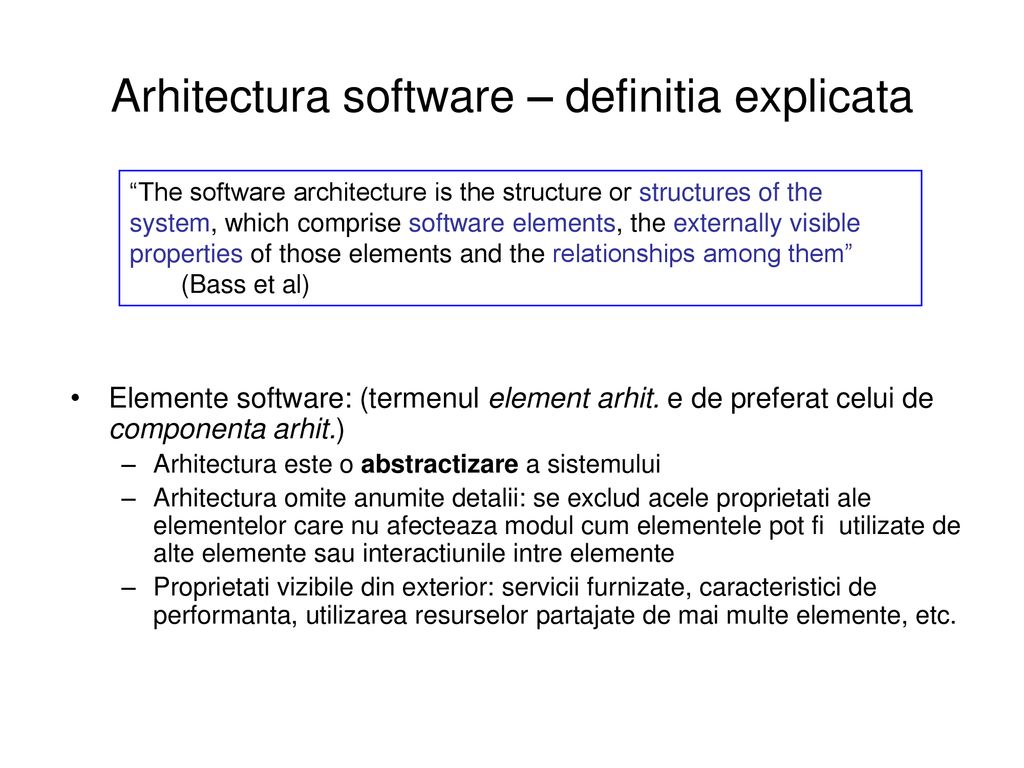 Arhitectura software – definitia explicata