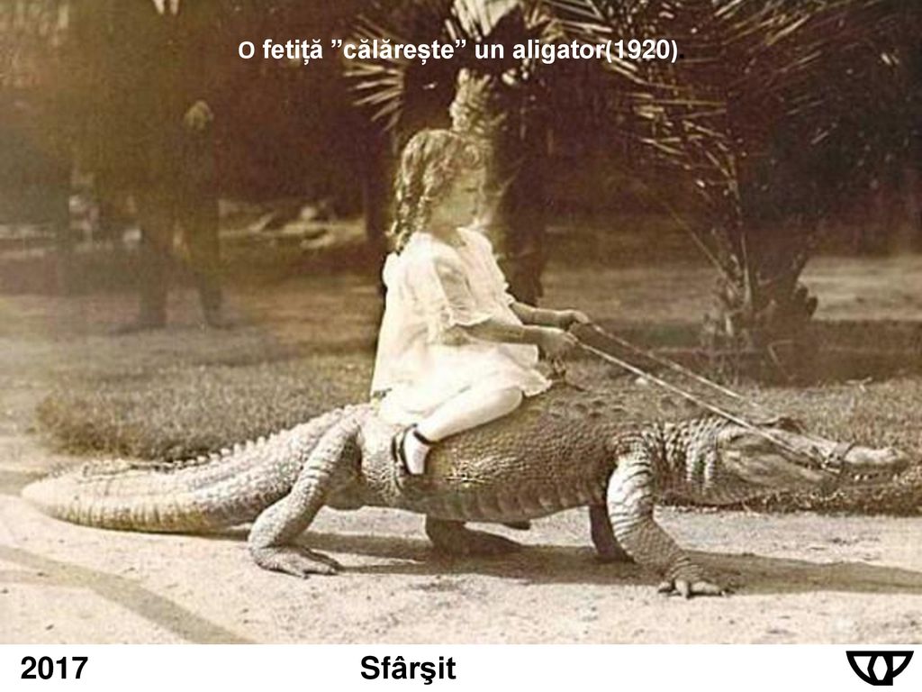 O fetiță călărește un aligator(1920).