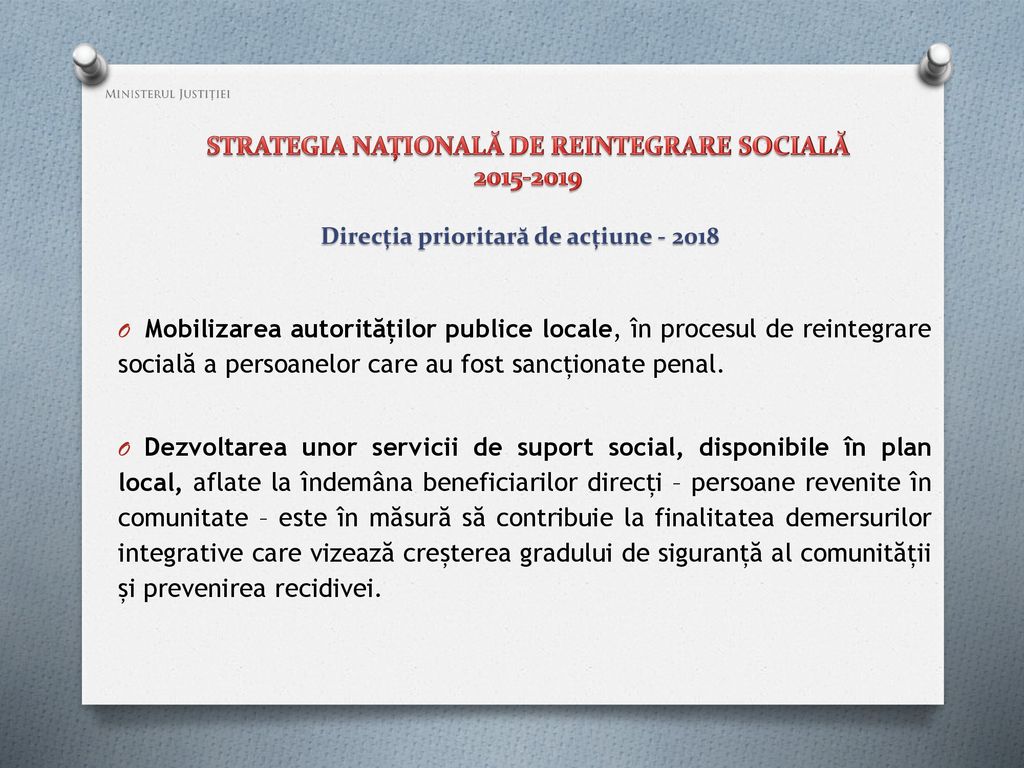 STRATEGIA NAȚIONALĂ DE REINTEGRARE SOCIALĂ