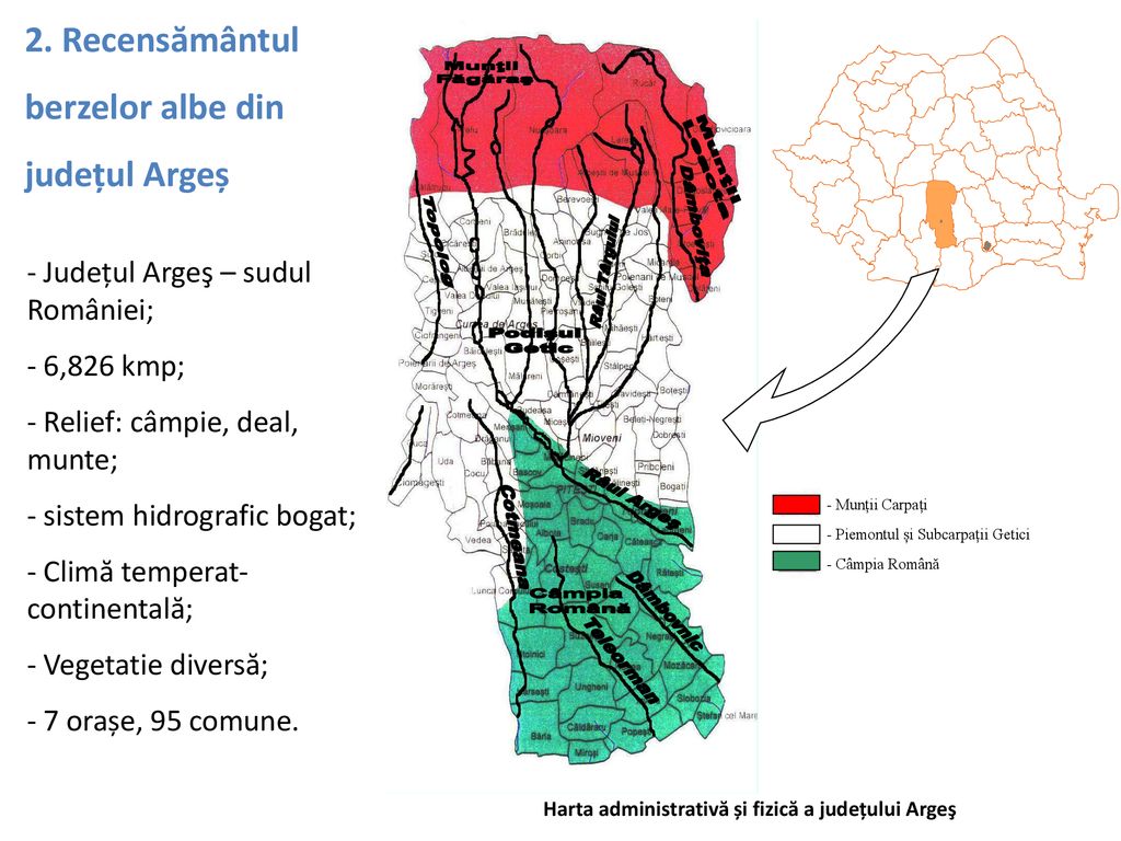 Harta administrativă și fizică a județului Argeş