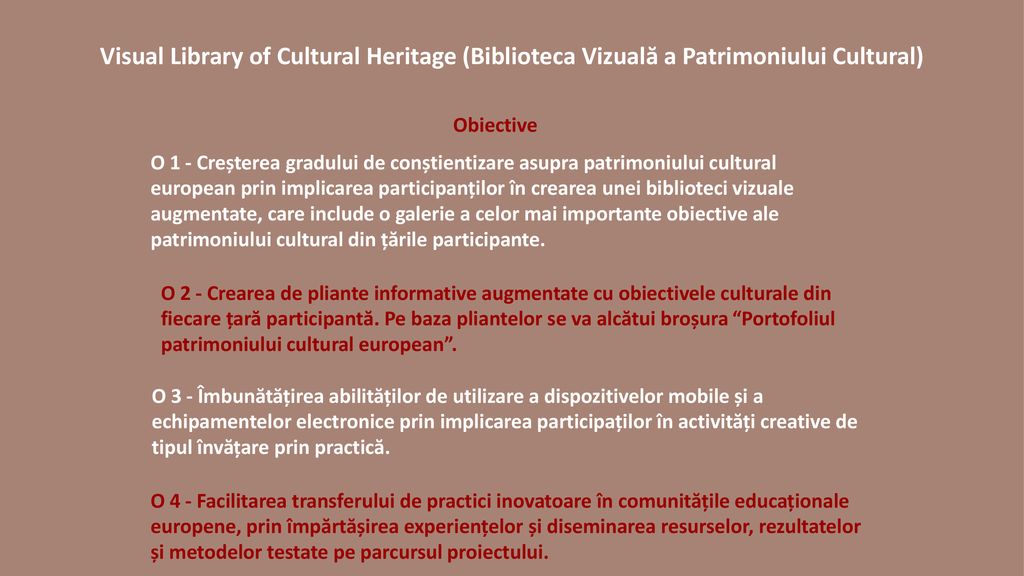 Visual Library of Cultural Heritage (Biblioteca Vizuală a Patrimoniului Cultural)