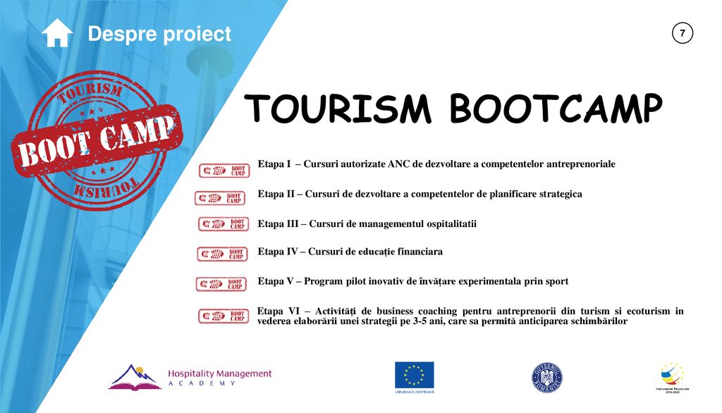 TOURISM BOOTCAMP Despre proiect