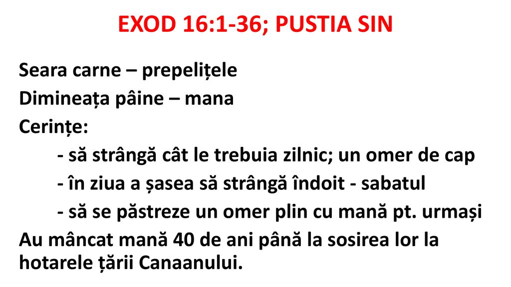 EXOD 16:1-36; PUSTIA SIN
