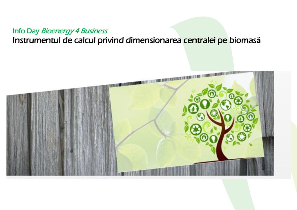 Info Day Bioenergy 4 Business Instrumentul de calcul privind dimensionarea centralei pe biomasă