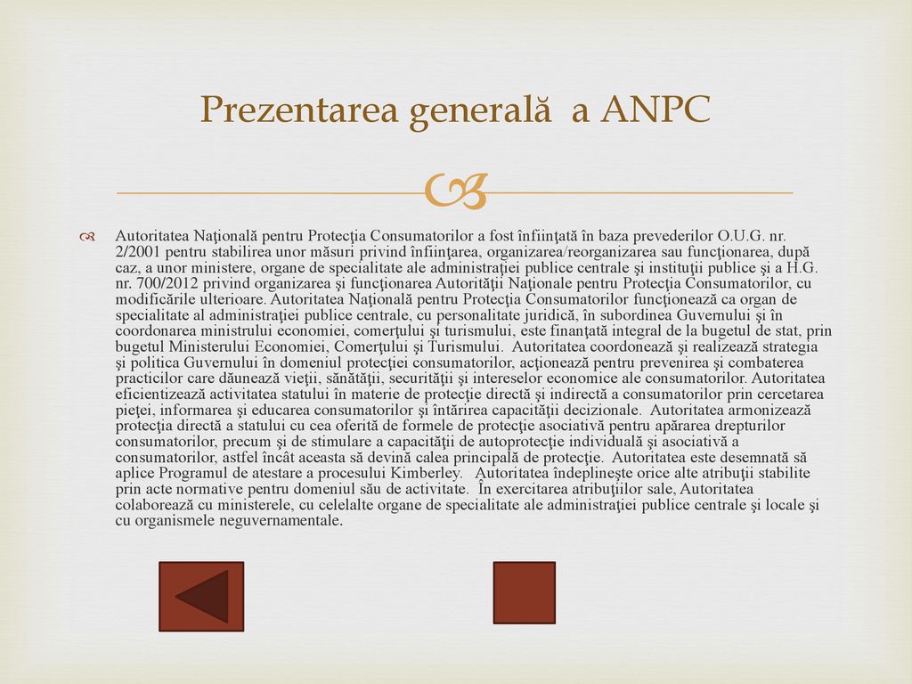 Prezentarea generală a ANPC