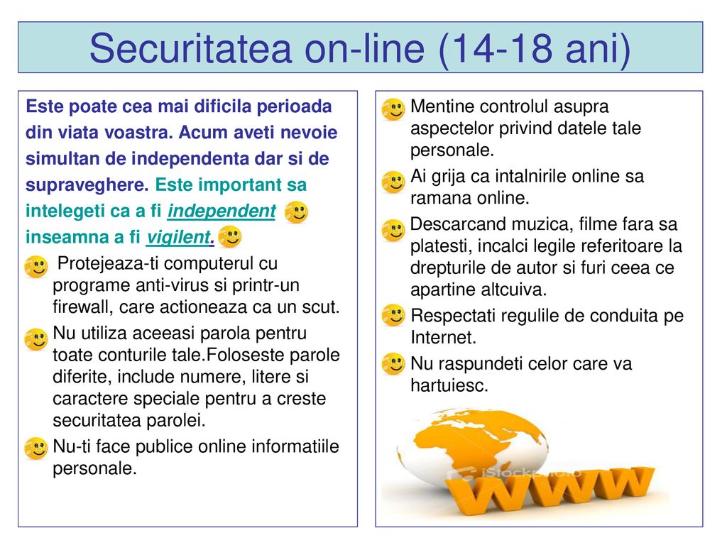 Securitatea on-line (14-18 ani)