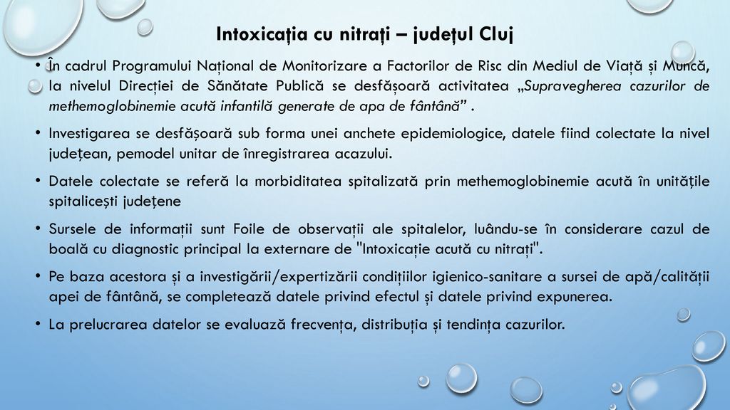Intoxicaţia cu nitraţi – judeţul Cluj