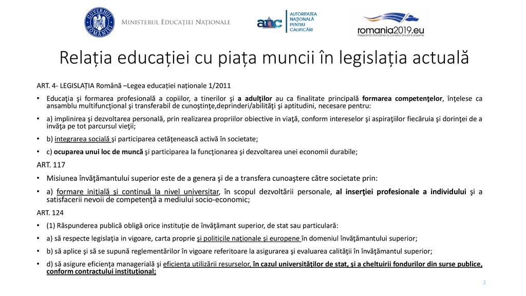 Relația educației cu piața muncii în legislația actuală