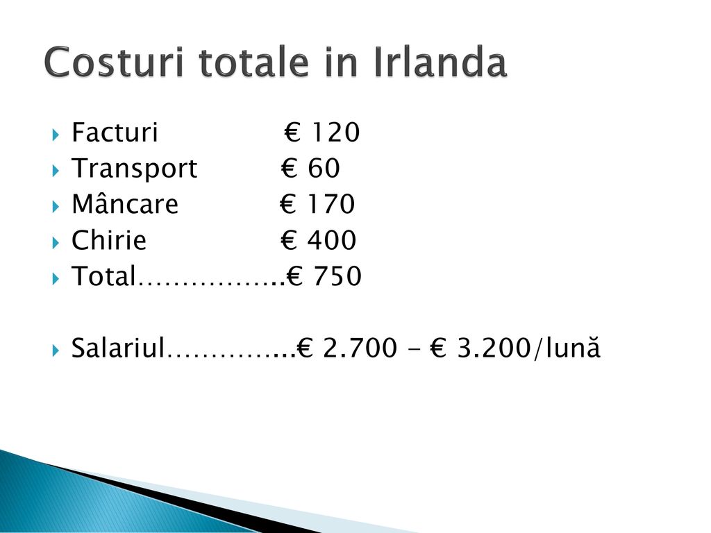 Costuri totale in Irlanda