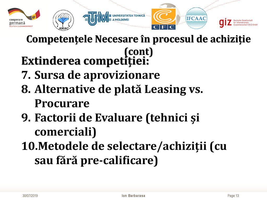 Competențele Necesare în procesul de achiziție (cont)