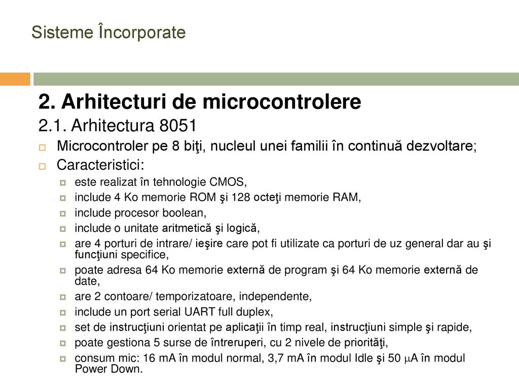 2. Arhitecturi de microcontrolere