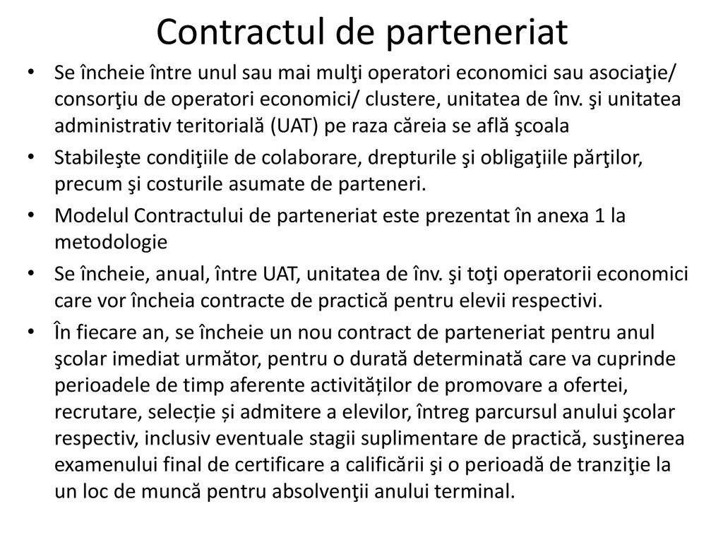 Contractul de parteneriat