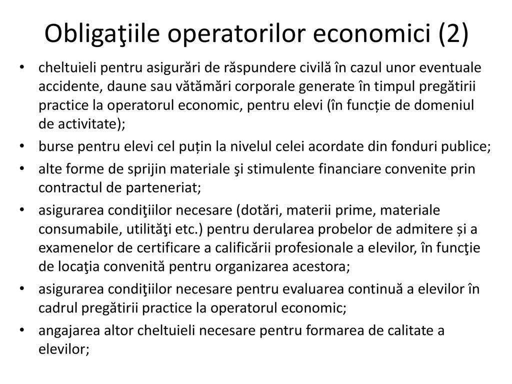 Obligaţiile operatorilor economici (2)