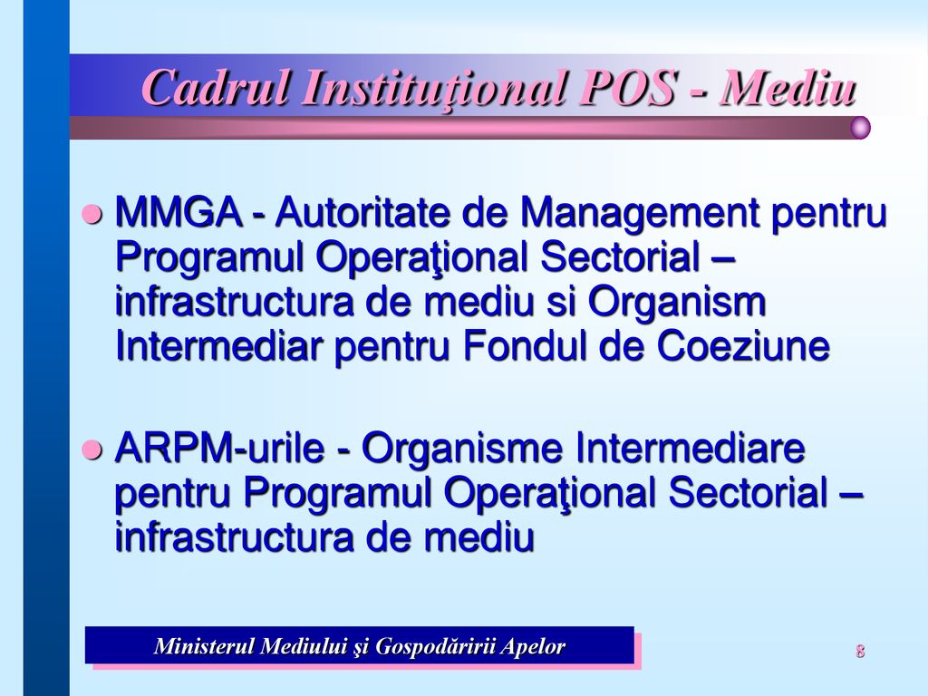 Cadrul Instituţional POS - Mediu