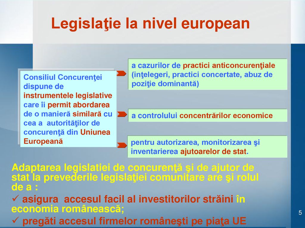 Legislaţie la nivel european