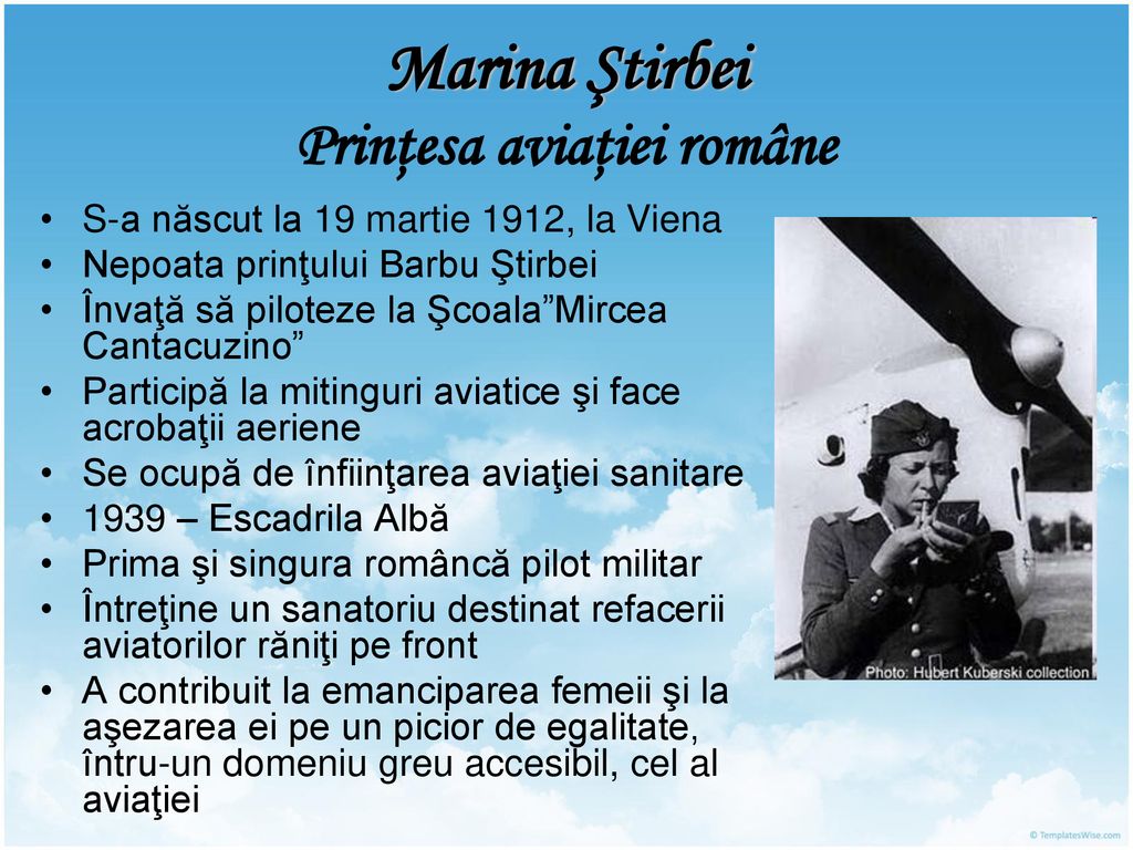 Marina Ştirbei Prinţesa aviaţiei române