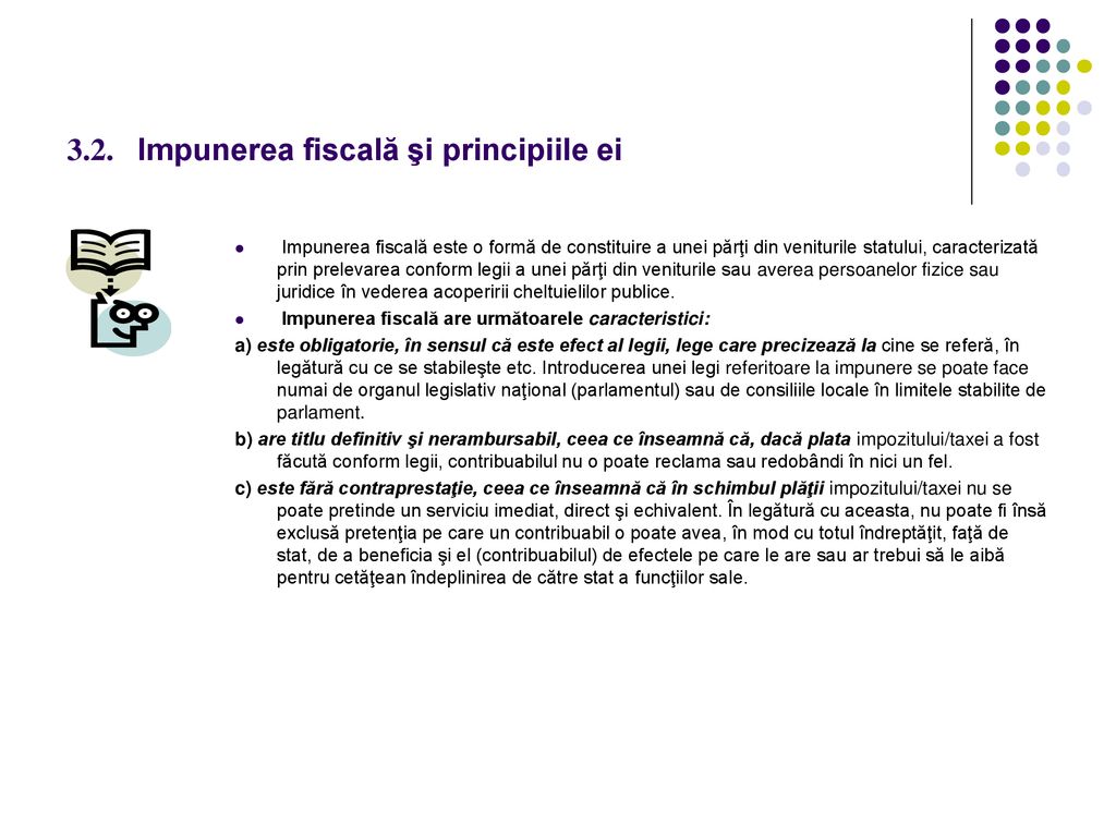3.2. Impunerea fiscală şi principiile ei