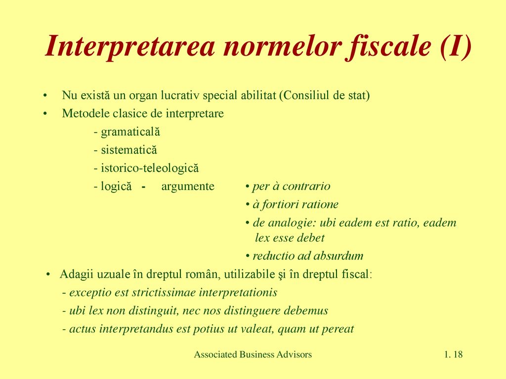 Interpretarea normelor fiscale (I)