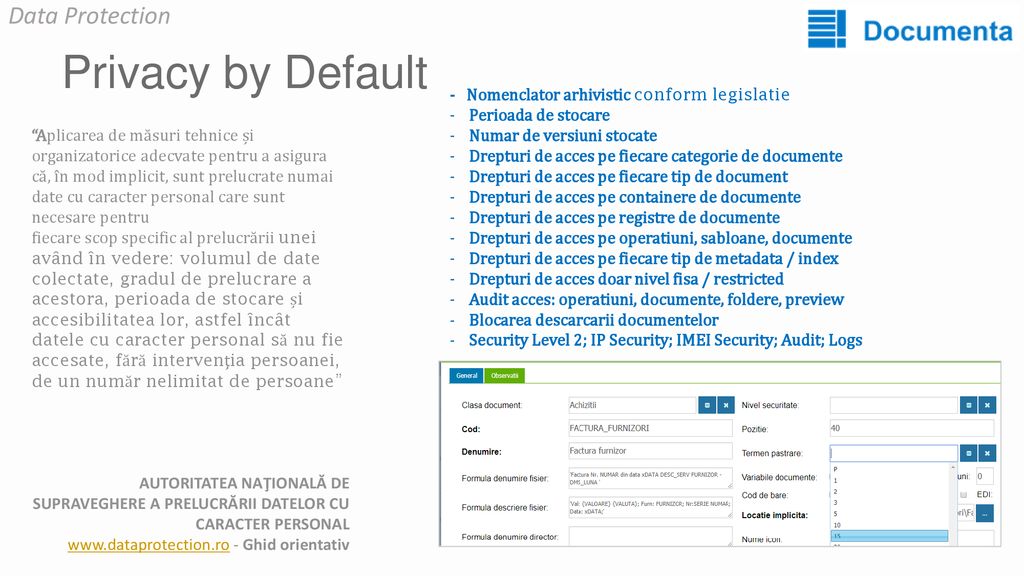 Privacy by Default - Nomenclator arhivistic conform legislatie