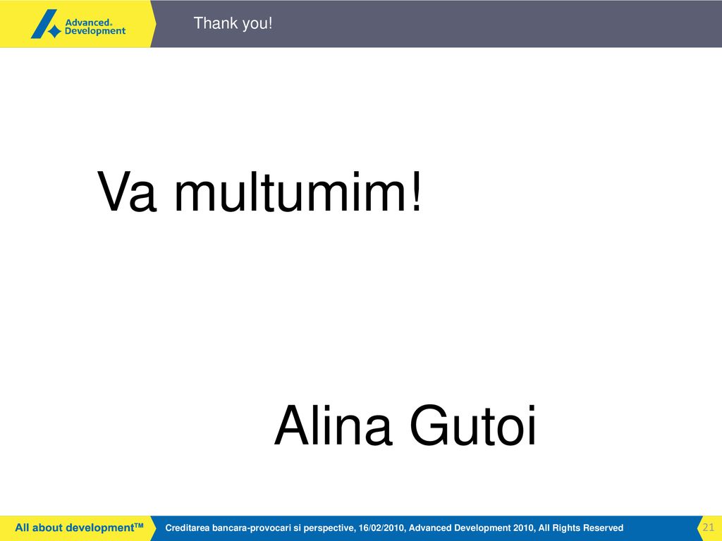 Va multumim! Alina Gutoi