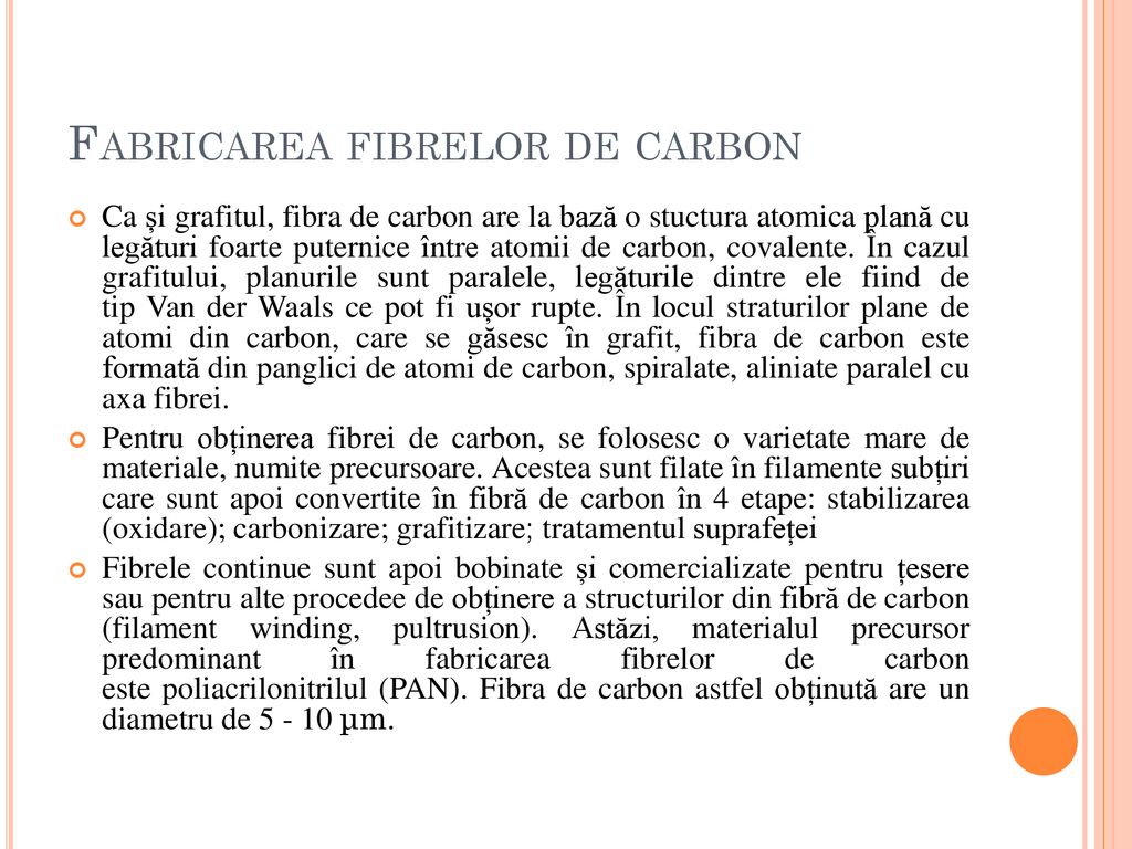 Fabricarea fibrelor de carbon